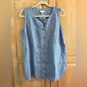 New J. Jill Linen Sleeveless Button-Down Top Sz M